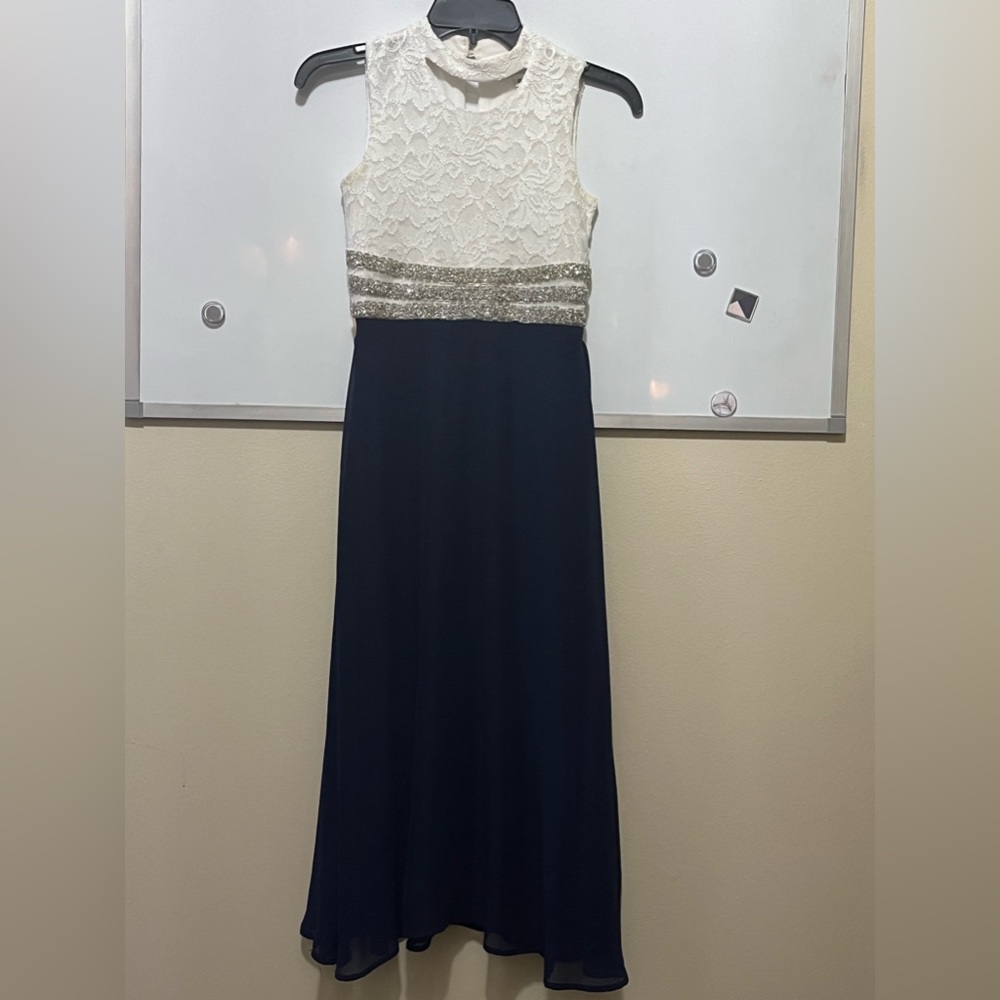 Navy and white lace speechless girls dress